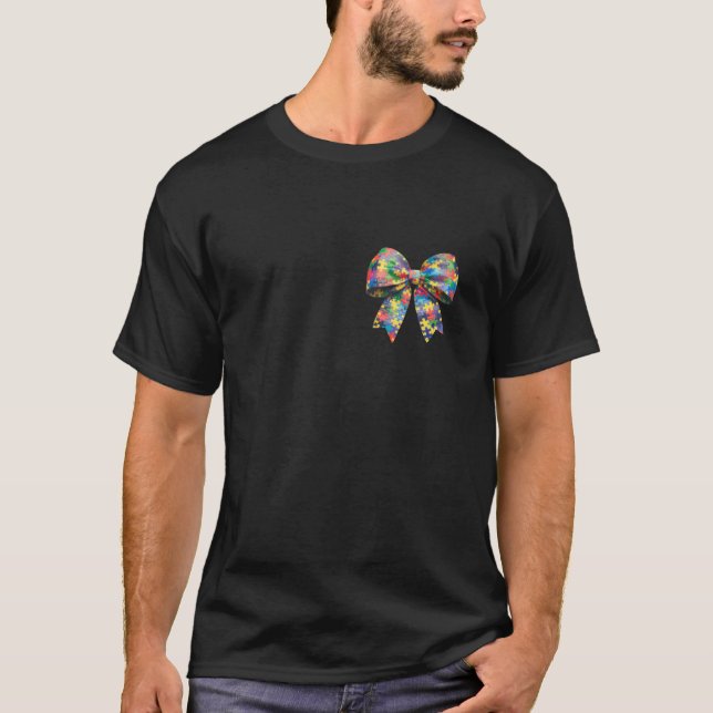 Coquette Autism Bow Autismus Aufklärung Monat Band T-Shirt (Vorderseite)