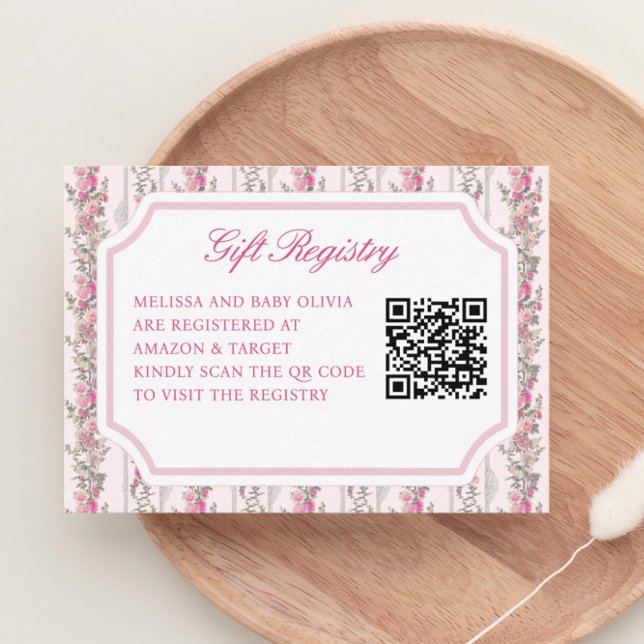 Coquette Baby Dusche QR Code Geschenkkartei Begleitkarte (Von Creator hochgeladen)