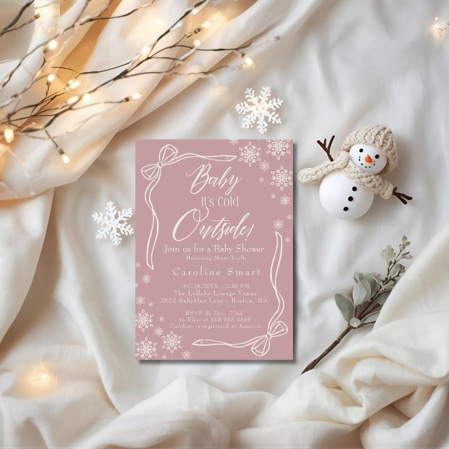 Coquette Baby mit kalter Außendusche in Rosa Einladung (Coquette Baby its Cold outside pink baby shower Invitation)