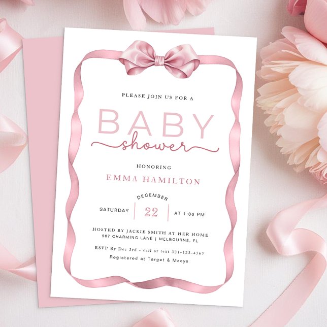 Coquette Baby Shower Danke Sticker - Elegant P Einladung (Baby Shower Invitation)