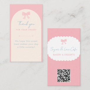 Coquette Bäckerei Dankeschön Rosa Schleife QR Code Visitenkarte