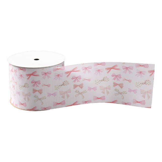 Coquette Balletcore Light Pink Bows Ripsband (Spule)