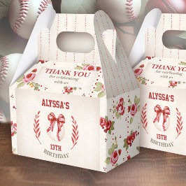 Coquette Baseball Red Bow Floral Vintag Geburtstag Geschenkschachtel
