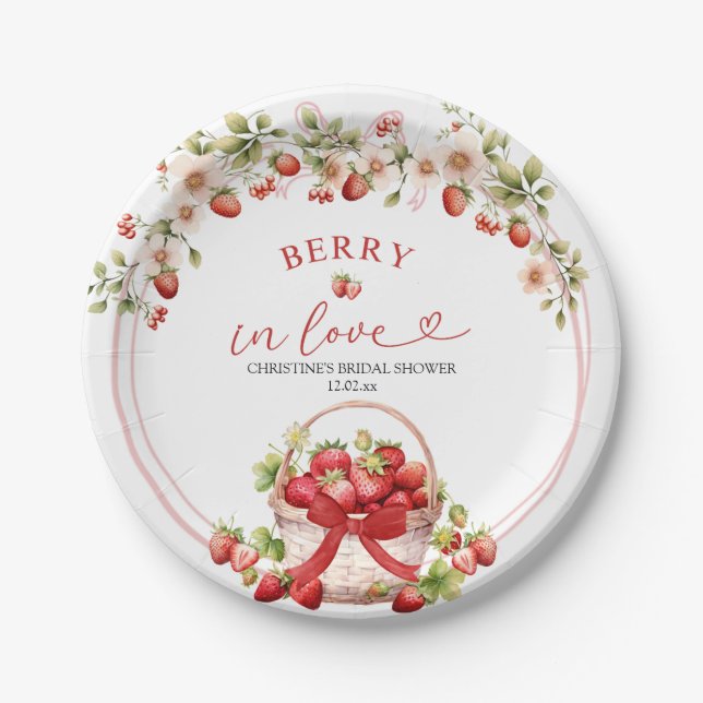 Coquette Berry in Liebe Brautparty Paper Teller (Vorderseite)