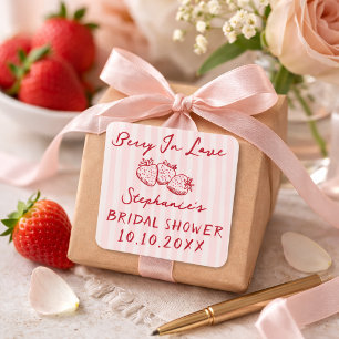 Coquette Berry In Love Brautparty-Danksagung Quadratischer Aufkleber