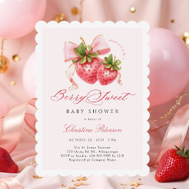 Coquette Berry Sweet Baby shower Invitation