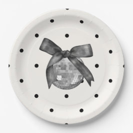Coquette Black Bow & Disco Ball Elegante Pappteller