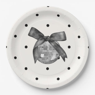 Coquette Black Bow & Disco Ball Elegante Pappteller