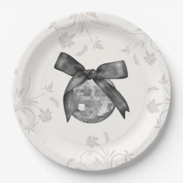 Coquette Black Bow & Disco Ball Elegante Pappteller