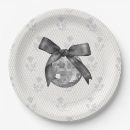 Coquette Black Bow & Disco Ball Elegante Pappteller