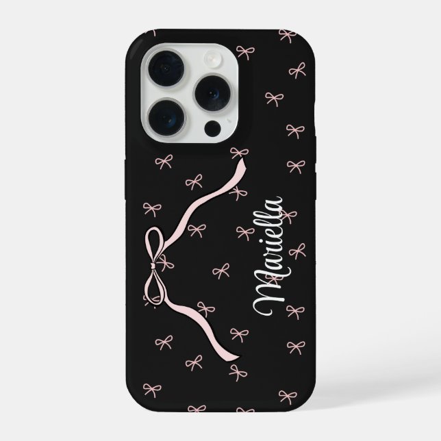 Coquette Black Bow Personalized Phone iPhone 15 Pro Hülle (Rückseite)