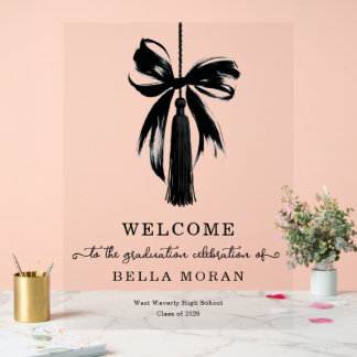 Coquette Black Bow & Tassel Graduation Party Sign Acrylschild