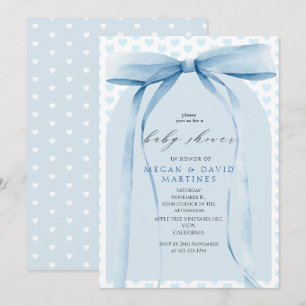  Coquette Blaues Schleifen-Jungen-Baby-Badezimmer Einladung