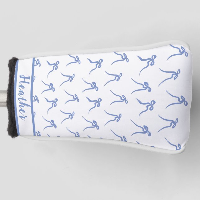Coquette Blue and White Bows Golf Head Cover Headcover (Vorderseite)
