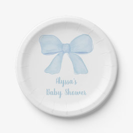 Coquette Blue Bow Baby Dusche Pappteller