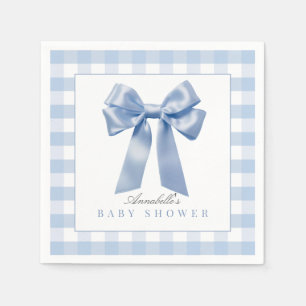 Coquette Blue Bow Ribbon Boy Baby Dusche Serviette