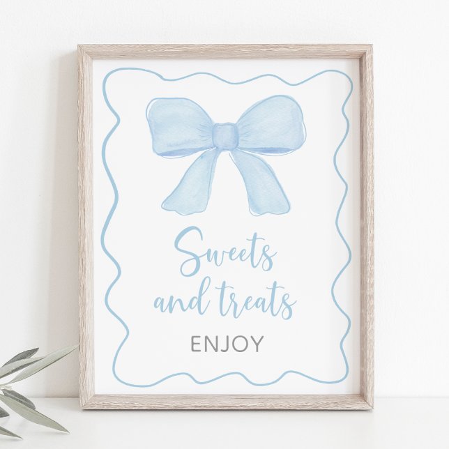 Coquette Blue Bow Sweet Leckereien Babydusche Zeic Poster (Von Creator hochgeladen)