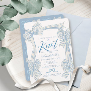 Coquette Blue Bow Zähmung des Brautparty des Knote Einladung