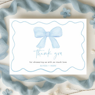 Coquette Blue Boy Bow Baby Dusche Dankeskarte