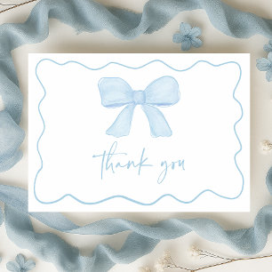 Coquette Blue Boy Bow Baby Dusche Dankeskarte