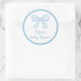 Coquette Blue Boy Bow Baby Dusche Runder Aufkleber