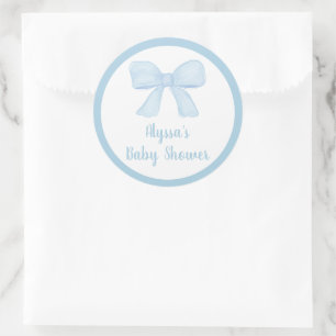 Coquette Blue Boy Bow Baby Dusche Runder Aufkleber