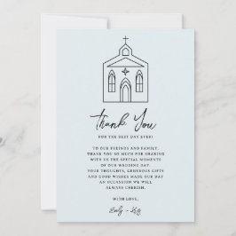 Coquette Blue Chapel Wedding Photo Dankeskarte