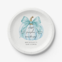 Coquette Blue Little Pumpkin Baby Shower