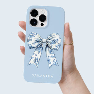 Coquette Blue Watercolor Toile Bogen mit weißem Na Case-Mate iPhone 14 Pro Max Hülle
