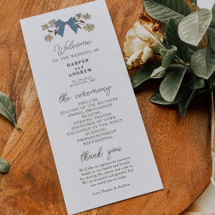 Coquette Blue Yellow Bows Programme de cérémonie M