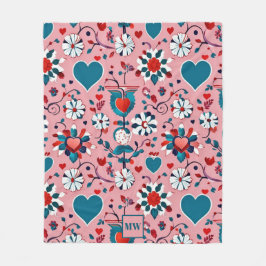 Coquette, Blumenmotiv und Herzmotiv Fleecedecke