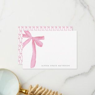 Coquette Blush Pink Bow Personalisierter Name Dankeskarte