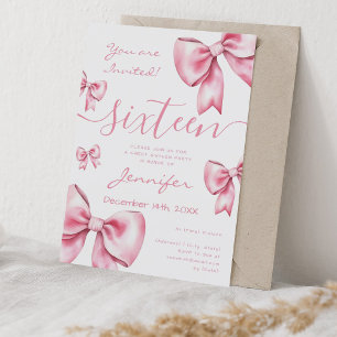 Coquette Blush Pink Bow Sweet 16 Party Einladung