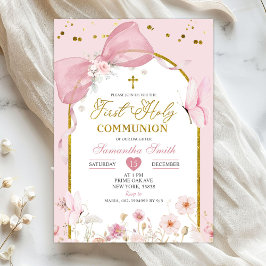 Coquette Blush Pink Butterfly First Holy Communion Einladung