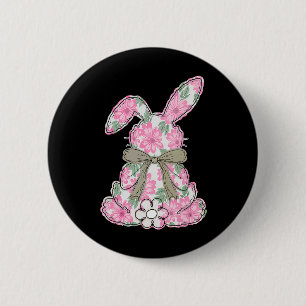 Coquette-Bogen-Osterhase-Frühlingsblumen-Frauen-T- Button