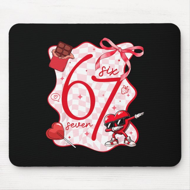 Coquette-Bogen Sechs Sieben 67 Meme Dabbing Herz V Mousepad (Vorne)