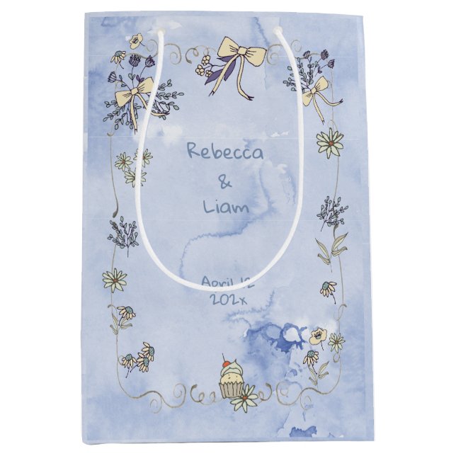 Coquette Border Wasserfarbe Mittlere Geschenktüte (Vorderseite)