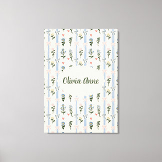 Coquette Botanical Pink Bow Custom Name Nursery Leinwanddruck