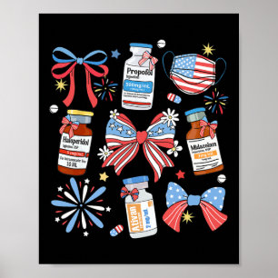 Coquette Bow 4. Juli Nurse Girly Pharmacy Icu Poster