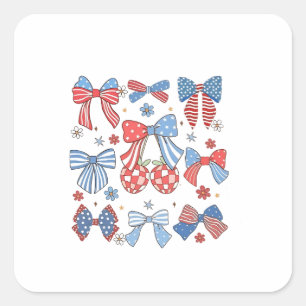 Coquette Bow 4. Juli USA Patriotic Quadratischer Aufkleber