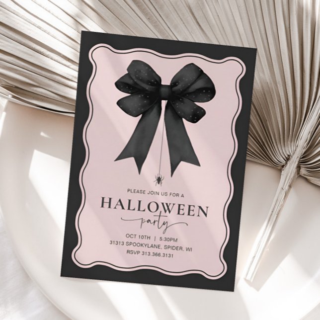 Coquette Bow Adult Halloween-Party Einladung (Coquette Bow Halloween Party Invitation)