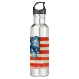Coquette Bow American Flag Wasserfarbe 4. Juli Edelstahlflasche