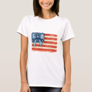 Coquette Bow American Flag Wasserfarbe 4. Juli T-Shirt