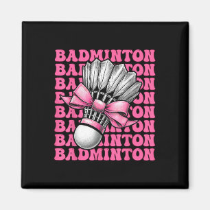 Coquette Bow Badminton Player Shuttle Girl Mama Bu Magnet