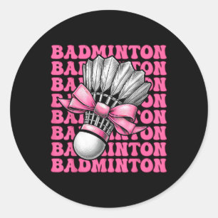 Coquette Bow Badminton Player Shuttle Girl Mama Bu Runder Aufkleber