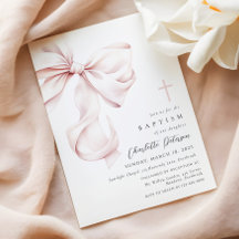 Coquette Bow Baptism Invitation