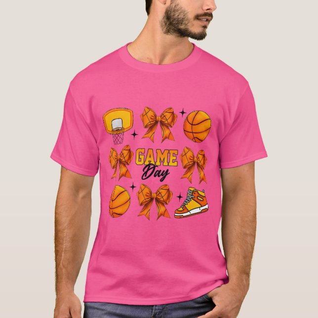 Coquette Bow Basketball Spieltag T-Shirt (Vorderseite)