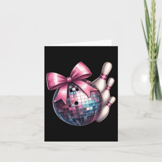 Coquette Bow Bowling Ll Buttone Checkered Disco Bo Karte (Vorderseite)