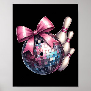 Coquette Bow Bowling Ll Buttone Checkered Disco Bo Poster