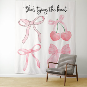 Coquette Bow Brautparty Foto Hintergrund Wandteppich